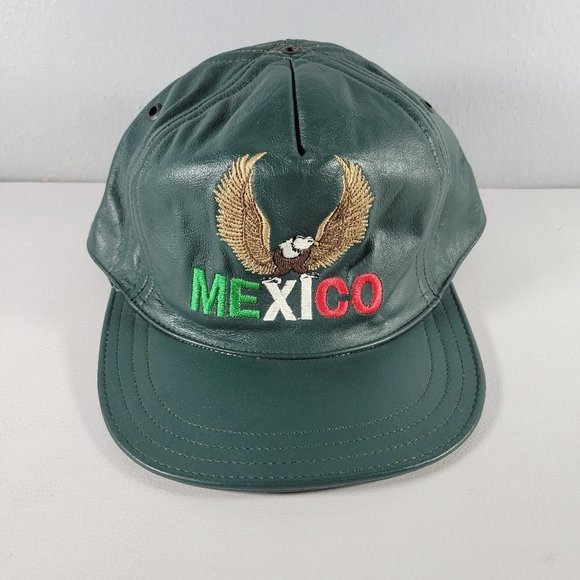 Hecho En Other - Mexico Hat Green Snap Back Trucker Cap Piel Leather Style Hecho En